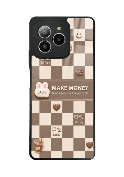 Omix X7 Brown Make Money Tasarımlı Glossy Telefon Kılıfı Kahverengi