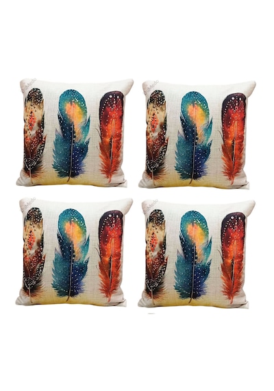 Modern Tarz Dijital Baskılı 4 Lü Dekoratif Kırlent Kılıfı Seti 43x43 Cm Şık Ve Renkli Tasarımlar Krem - Bej