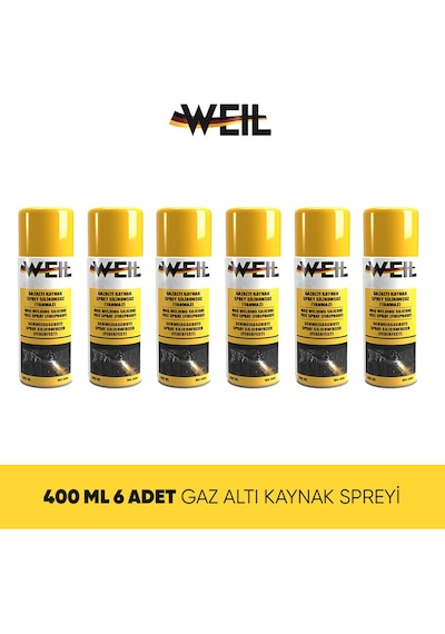 Weil Gazaltı Kaynak Spreyi Silikonsuz Yanmaz 400ml 6'lı Paket 6  Adet