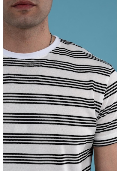 Slimfit Çizgili Örme Kumaş Erkek T-Shirt