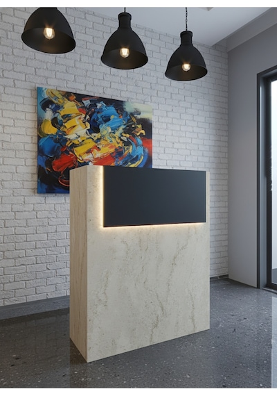 Resital Ledli Karşılama Bankosu G-90 Cm Ofis Kasa Resepsiyon Masası Banko-003-8-4