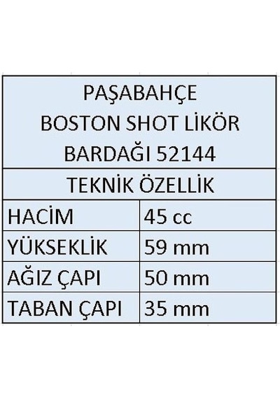 Paşabahçe 52144 Boston Shots Bardak 6'lı 45 Cc - Şeffaf