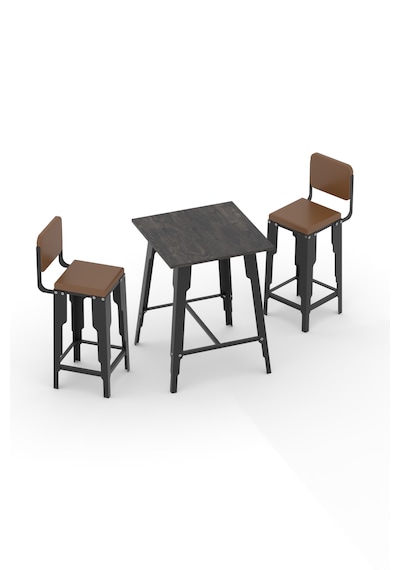 Retodesign Lotus Kare Bar 2 Sandalyeli Takım 9102 Antrasit - Siyah