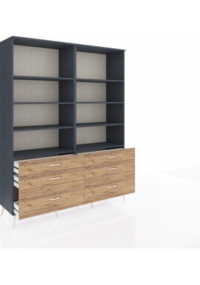 Hyperion Gardrop 8 Raflı 6 Çekmeceli 176x44x221 Antrasit-antrasit/çam Antrasit/çam Hyperion Gardrop 8 Raflı 6 Çekmeceli 176x44x221 Antrasit-antrasit/çam Antrasit/çam