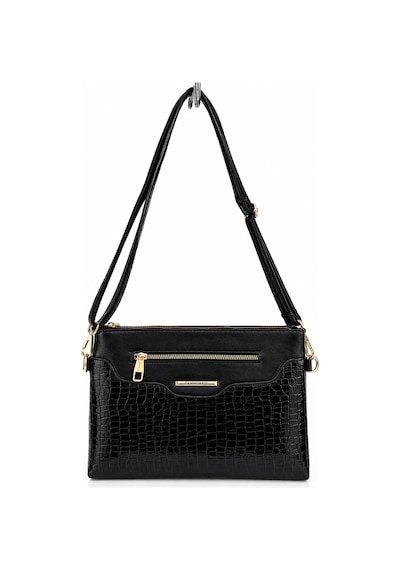 Sanmorris Kadın Suni Deri Ayarlanabilir Çapraz Ve El Askılı Portföy, Clutch Çanta S-1360 Siyah Kroko