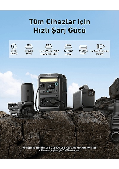 Anker Solix C300x Ac 288wh I 300w 600w Surgepad Taşınabilir Güç Kaynağı - A1723