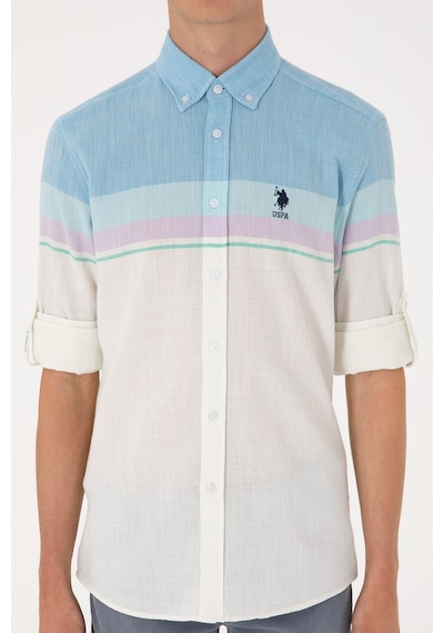 U.s. Polo Assn. Erkek Mavi Gömlek Desenli 50306336-vr036 Mavi