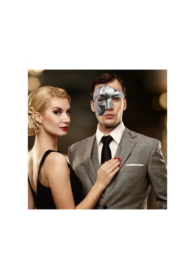 Antik Eskitme Gümüş Erkek Yarım Maske - Phantom &amp B Maskesi Diğer