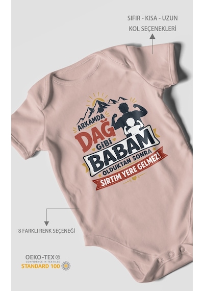 Morivokids Babaya Özel Kısa Kollu Bebek Body %100 Pamuk Zbn209-kk Pastel Pembe