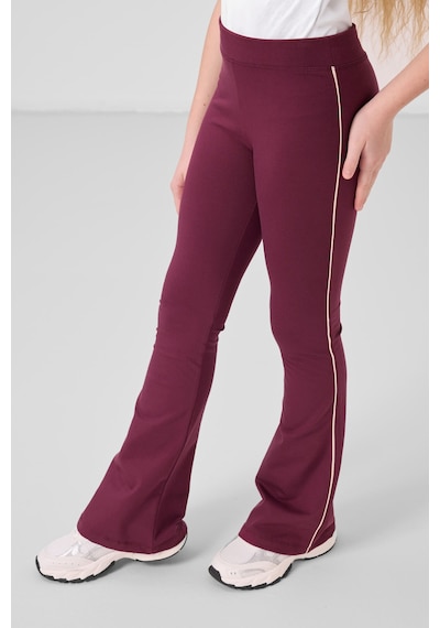 Tommylife Bej-bordo Pamuklu O Yaka Standart Fit Basic İspanyol Paça Kız Çocuk Tayt Takım - 75192 Bej