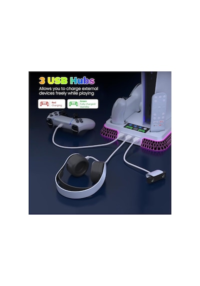 Ps5 Soğutma Standı İstasyonu Ps5 Pro/slim Rgb Ve Turbo Fan Playstation 5 Çift Şarj Aksesuar Kiti