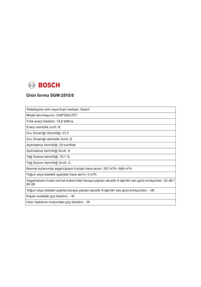 Bosch DWF95AJ70T Duvar Tipi 90 CM Davlumbaz