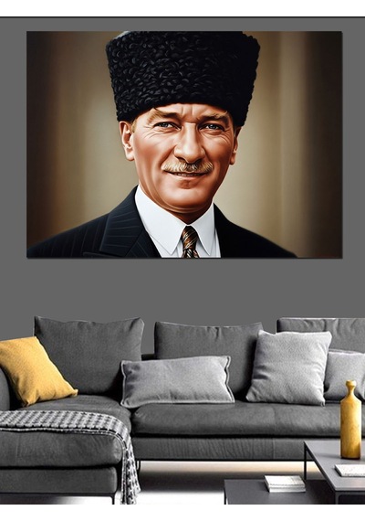 Gülümseyen Atatürk Dekoratif Kanvas - Mdf Ahşap Tablo