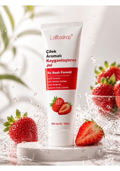 Çilek Aromalı Su Bazlı Ekstra Kayganlaştırıcı Jel 100 Ml Yenilebilir Çilek Hazzı Aromalı Jel