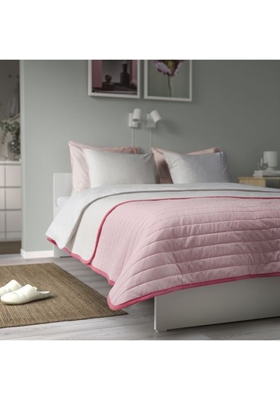 Ikea Vetejordfly Yatak Örtüsü, Pembe-beyaz, 260x250 Cm