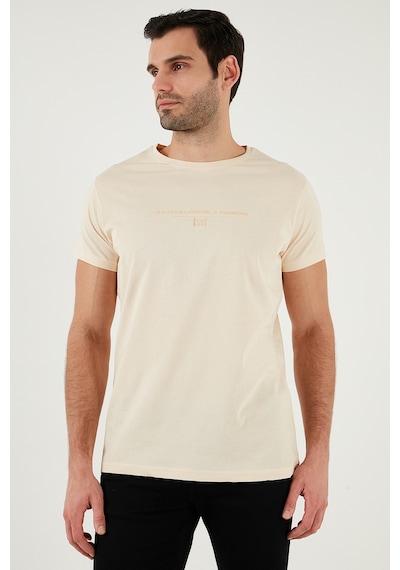 Buratti Pamuklu Slim Fit Bisiklet Yaka Erkek T Shirt 541Tactical Bej