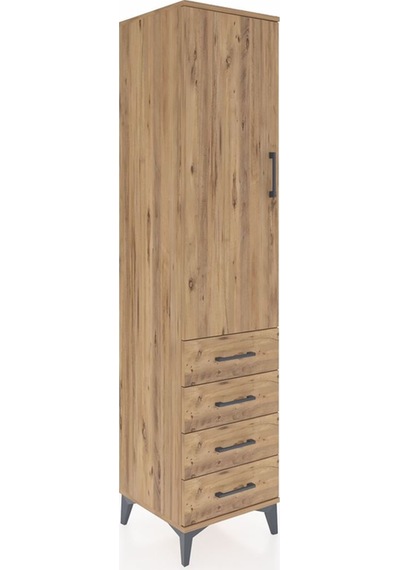 Hyperion Dolap 2 Raflı 4 Çekmeceli Tek Askılı 44x44x195 Çam-çam Çam