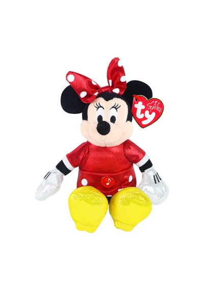 Ty Parlak Kırmızı Elbiseli Minnie Mouse Sesli Peluş 15 Cm.
