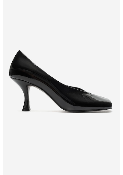 Luvi Shoes Hertz Siyah Rugan Kadın Topuklu Ayakkabı