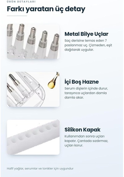 Hazneli Saç Serumu Ve Yağı Uygulama Tarağı Hazneli Bakım Tarağı Derisi Masaj Aparat