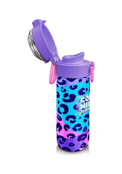 Coral High Kids Mor Leopar Desenli Pipetli Ve Direkt İçim Çelik Termos 500 Ml 31846 Mor - Mavi