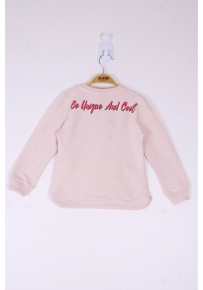 Toontoy Kız Çocuk Be Baskılı Sweatshirt Pudra