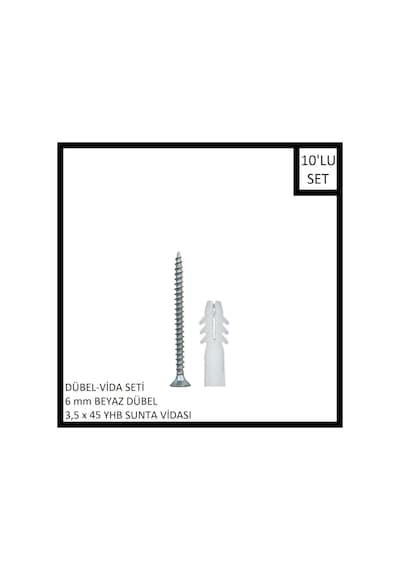 Dübel-vida Seti, Beyaz Dübel 6 Mm, 3,5x45 Yhb Sunta Vidası, 10 Adet