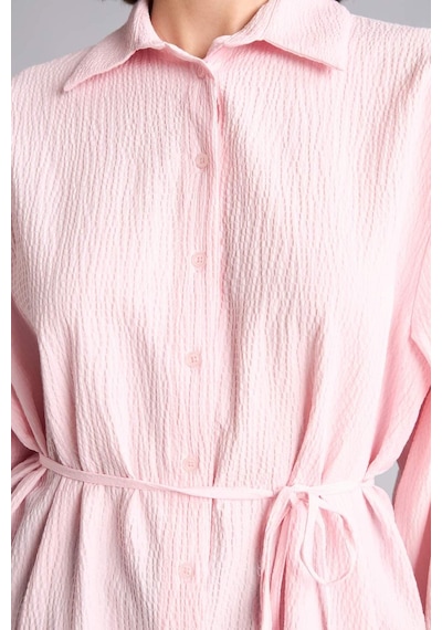Defacto Relax Fıt Kırışık Dokulu Kumaş Uzun Kollu Açık Pembe Tunik H7714ax26hspn645 Pembe-pn645