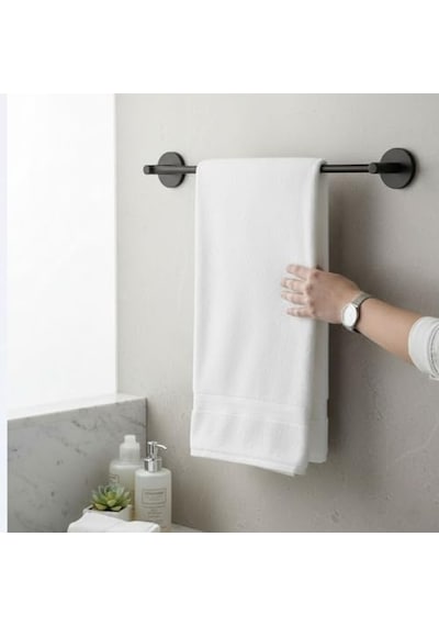 Siyah Metal Uzun Havluluk 40 Cm Duvara Monte Vidalı Lüks Banyo Havlu Askılığı Modern Mat Tasarım Diğer