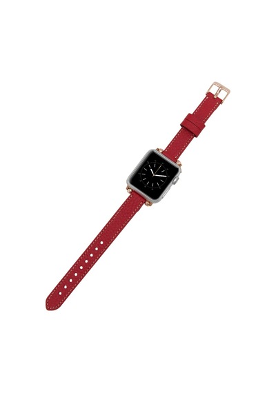 Bouletta Apple Uyumlu  Watch Deri Kordon 42-44-45 MM Ferro Kırmızı