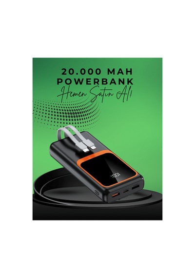 20000 Mah Taşınabilir Powerbank Çok Kablolu, Hızlı Şarj Destekli 22.5w Renk Renk