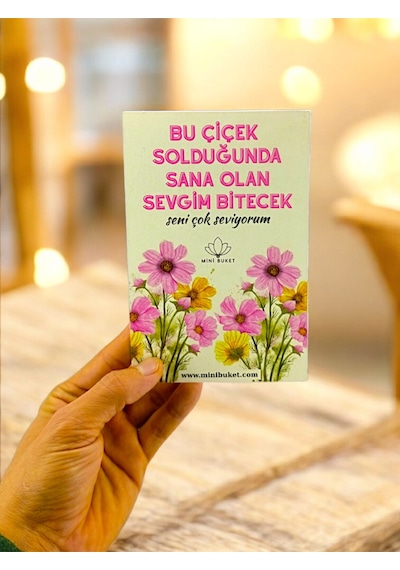 Mini Buket Aynasız Yazılı Love Flowers 2.nesil Çiçek Buketi