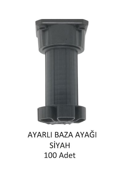 Ayarlanabilir Plastik Baza Ayağı 10-15 Cm, Siyah, Çok Amaçlı Dolap Ayağı 100 Adet Siyah