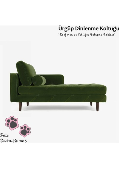 Ürgüp Dinlenme Koltuğu Puf Josefin Dinlenme Koltuğu Kitap Okuma Kanepesi - Sol Kolçaklı Yeşil