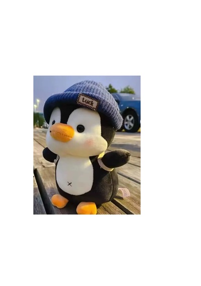 Lucky Şanslı Penguen Bereli Sırt Çantalı Peluş Oyuncak 02 - Çok Renkli