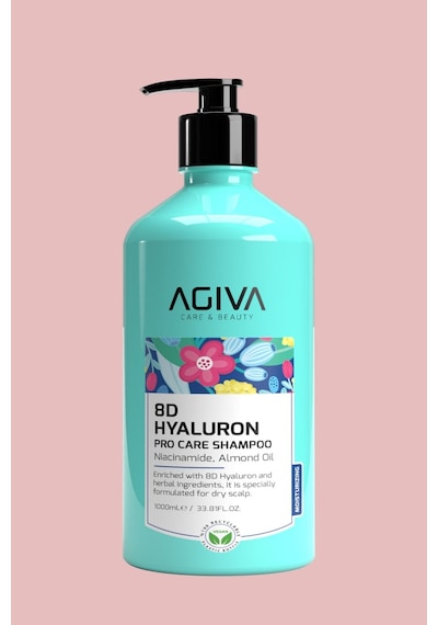 Agiva 8D Hyaluron Kuru Ve Kırılgan Saçlar İçin Nemlendirici Saç Bakım Şampuanı 1 L