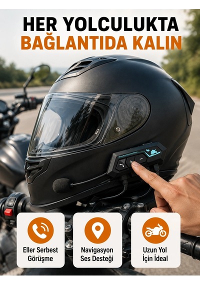 Mey İthalat Bt22 Kask Bluetooth Kulaklık 5.0 Suya Dayanıklı, Gürültü Önleyici, Uzun Pil Ömürlü Ye