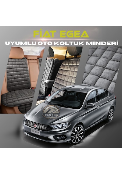 Fiat Egea Antrasit Tay Tüyü Cepli & Terletmez Sırtlı Oto Koltuk Minder Seti - Koruma Kılıfı  Ön & Arka Set