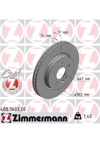 Zımmermann Fren Dıskı On Mercedes Ml-class W163 98 05 Zımmermann 400.3603.20 A1634210212
