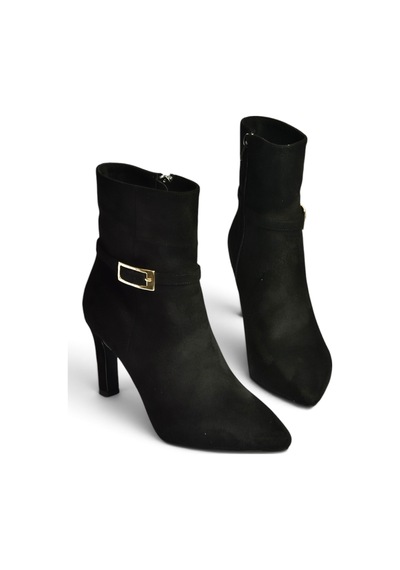 Fox Shoes Z404721102 Siyah Süet İnce Topuklu Kadın Bot