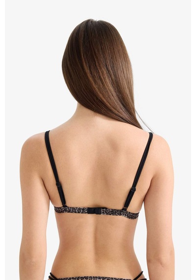 Defacto Leopar Desenli Tül Kapsız Pedsiz Balensiz Triangle Bra G4694ax26spbk81 Siyah-bk81
