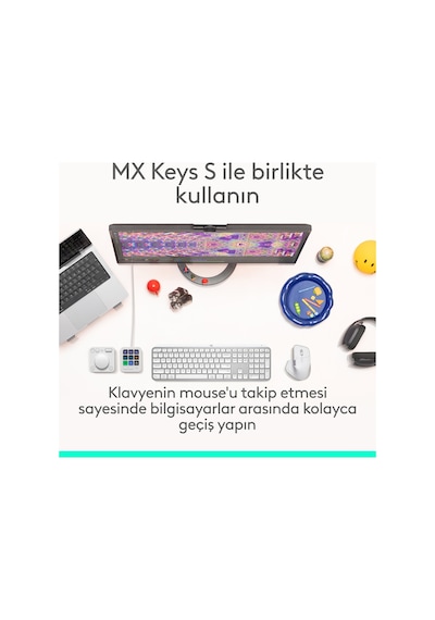 Logitech Mx Master 4 Dokunsal Geri Bildirimli 8000 Dpı Sessiz Kablosuz Bluetooth Mouse - Açık Gri