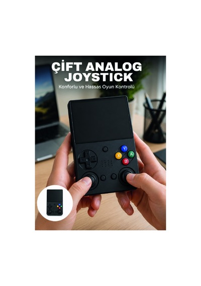 3.5 İnç Ips Ekran Retro Oyun Konsolu 64gb Dahili Hafıza Çift Analog Joystick Taşınabilir El Konsolu Renkli