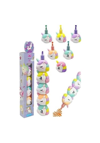 Unicorn Fosforlu Kalem Yumurtlayan 1 Paket 5 Renk Unicorn Figürlü İşaret Kalemi Mini 5 Li Fosforlu Kalem Çok Renkli