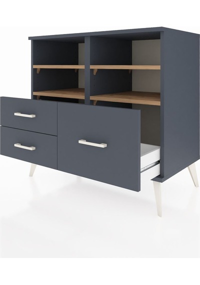Hyperion Şifonyer 4 Raflı 3 Çekmeceli 88x44x80 Antrasit-çam/antrasit Çam/antrasit Hyperion Şifonyer 4 Raflı 3 Çekmeceli 88x44x80 Antrasit-çam/antrasit Çam/antrasit