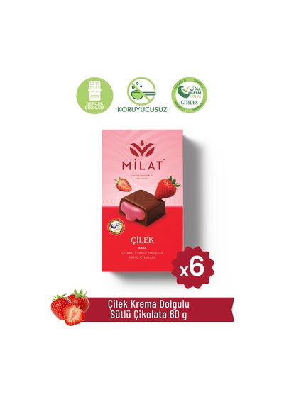Milat Çilek Krema Dolgulu Sütlü Çikolata 6 60 G