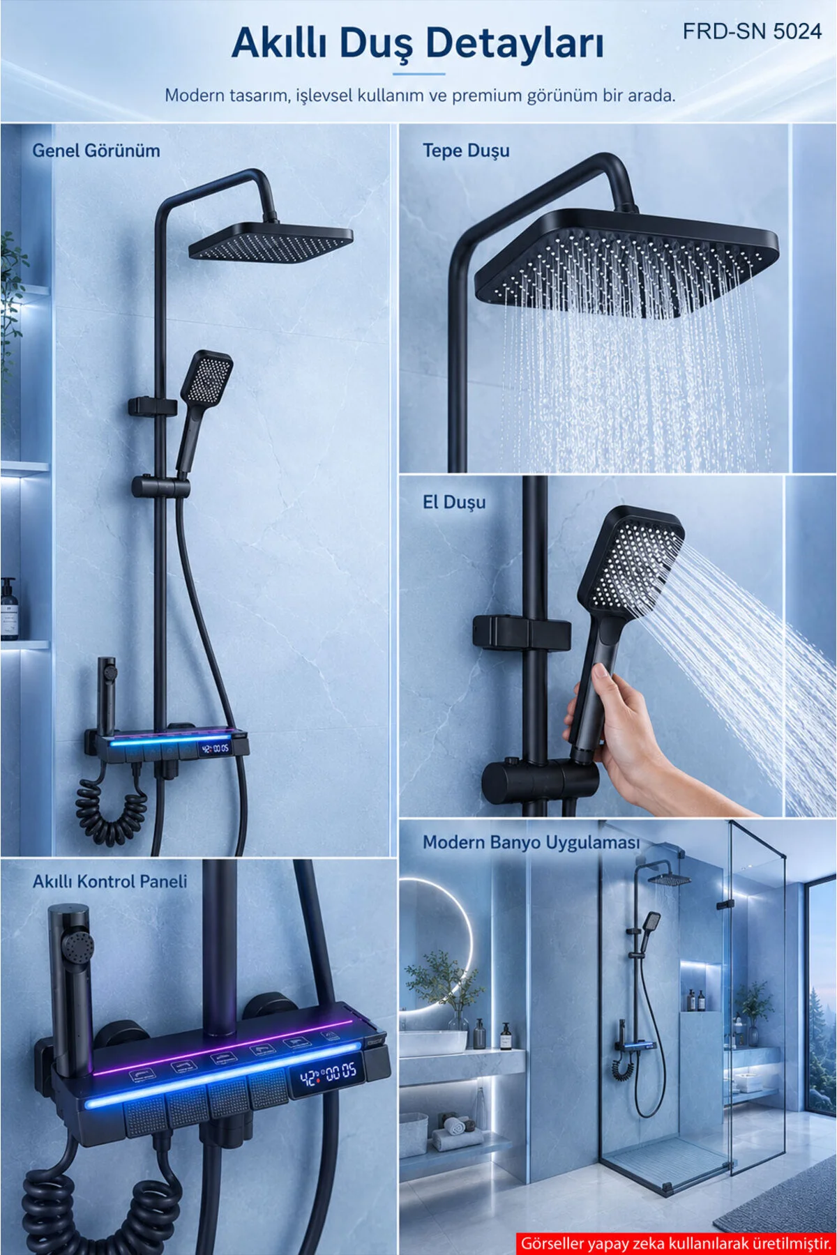 Piyano Tuşlu Dijital Duş Seti Freddo 4 Fonksiyonlu Led Ambiyans Işıklı Termostatik Akıllı Duş Seti, Yağmurlama Tepe Duş + El Duşu + Banyo Bataryası Antrasit Frd-sn 5024 Siyah Piyano Tuşlu Dijital Duş Seti Freddo 4 Fonksiyonlu Led Ambiyans Işıklı Termostatik Akıllı Duş Seti, Yağmurlama Tepe Duş + El Duşu + Banyo Bataryası Antrasit Frd-sn 5024 Siyah