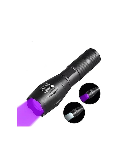 Valkyrie Çift Fonksiyonlu Ultraviyole Mor Işık Ve Xml-t6 El Feneri Dual Mode 2000 Lümens Siyah