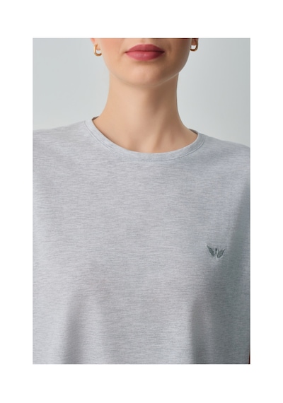 Suwen Casual Pamuklu Pijama Takımı Wsh10510004051 Gri Melanj