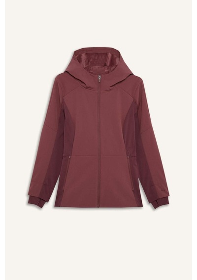 Defacto Su İtici Slım Fıt Kapüşonlu Fermuarlı Softshell Mont G0237ax26spbr252 Bordo-br252